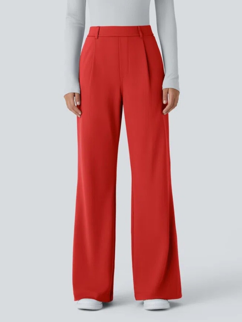 Halara Flex Daystretch Pocketwork Pleated Pull-on Wide Leg Pants Sz S-P Red